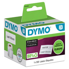 Dymo LabelWriter Small Name Badge Label White 41x89mm 300 Labels Per Roll White - S0722560