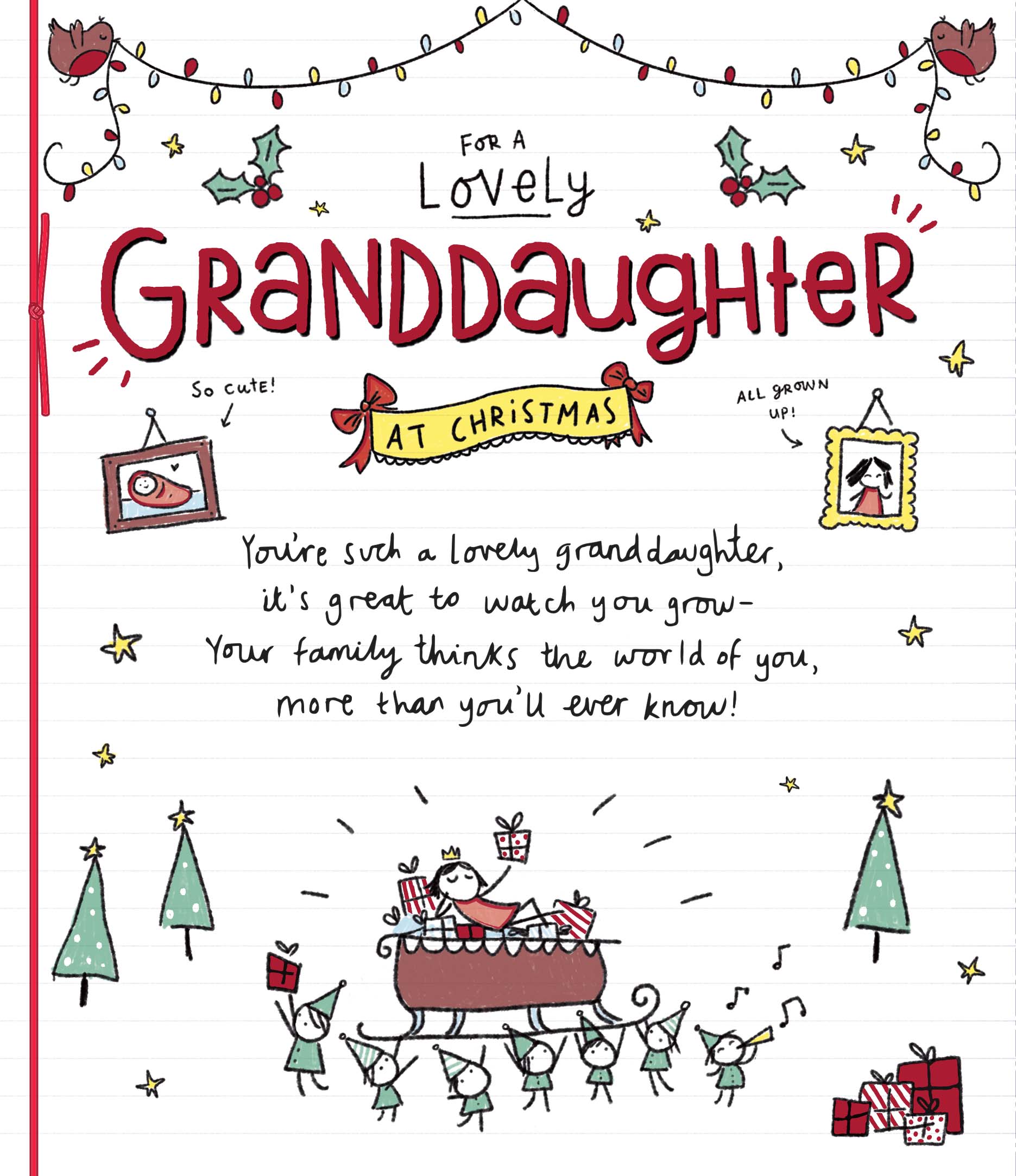 Santa on a Sleigh Granddaughter Christmas Card – Lovely Festive Design