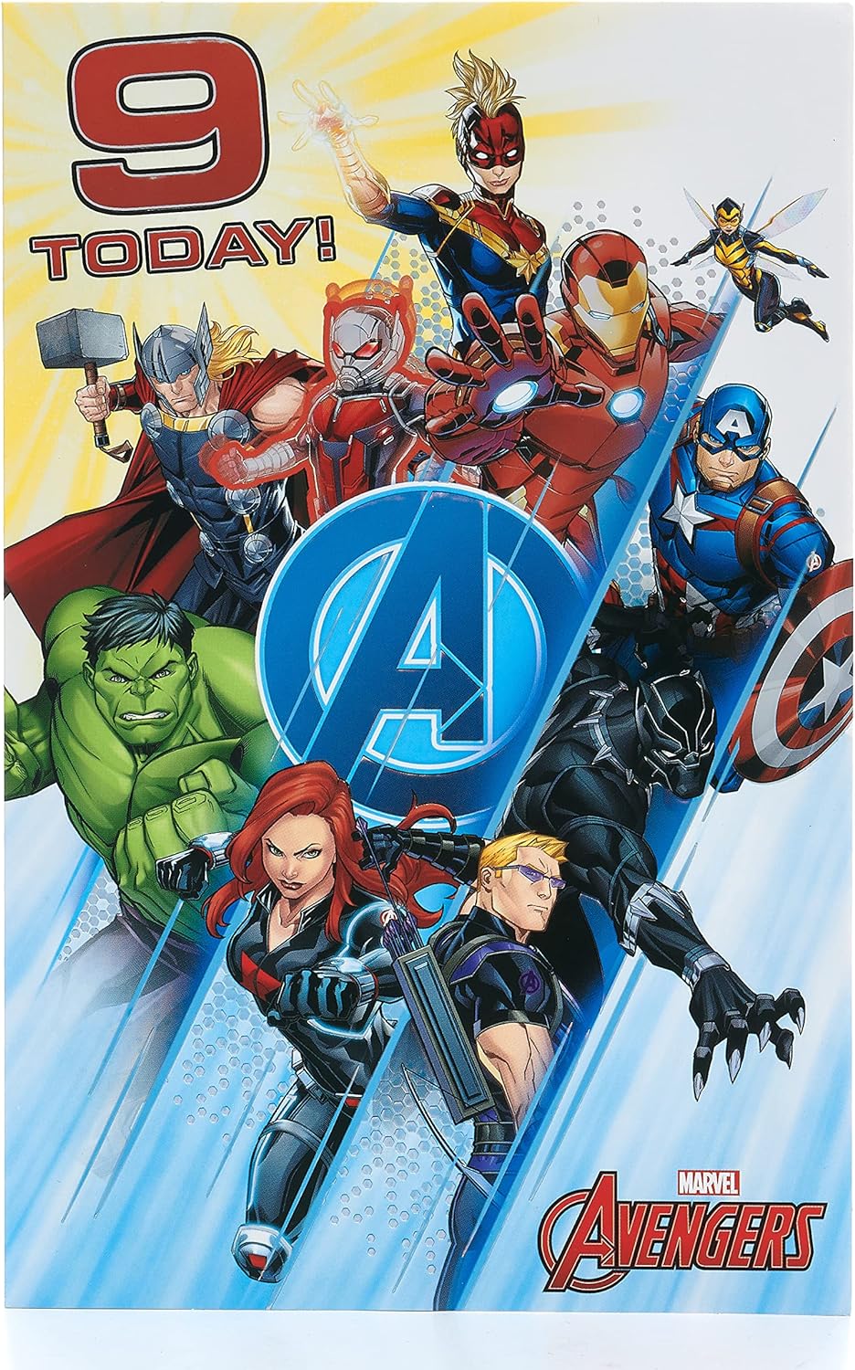 Marvel Avengers 9th Birthday Card with Badge