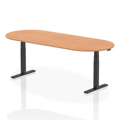 Dynamic Impulse W2400 x D1000 x H660-1310mm Height Adjustable Boardroom Table Oak Finish Black Frame - I005198 DD