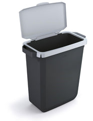Durable DURABIN ECO 80% Recycled Plastic Waste Recycling Bin 60 Litre Rectangular Black with Grey Hinged Lid - VEH2023026 DD