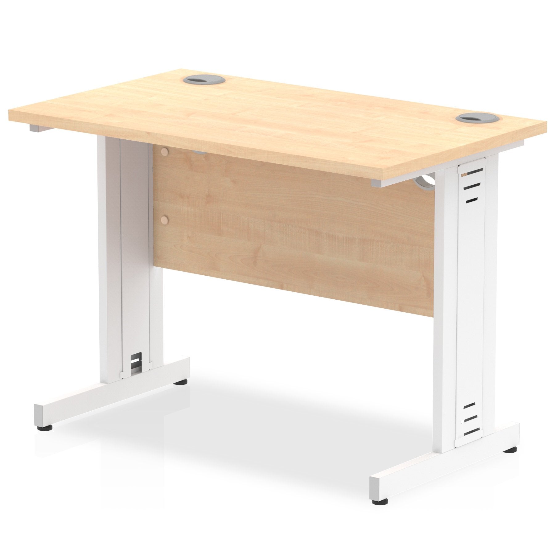 Impulse 1000 x 600mm Straight Desk Maple Top White Cable Managed Leg MI002506 DD
