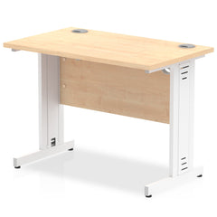 Impulse 1000 x 600mm Straight Desk Maple Top White Cable Managed Leg MI002506 DD