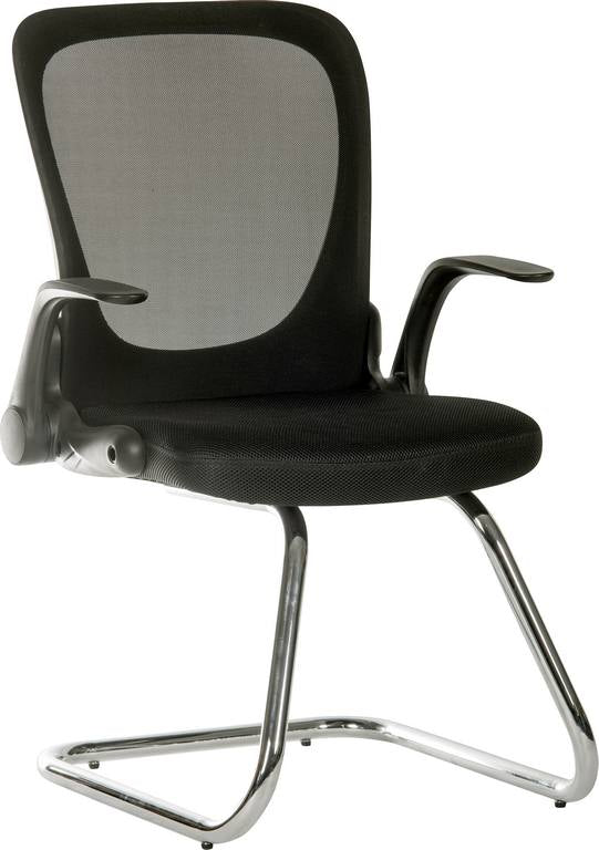 Flip Mesh Back Cantilever Visitor Chair with Flip Up Armrests Black - 6963BLK DD