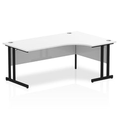 Dynamic Impulse W1800 x D800/1200 x H730mm Right Hand Crescent Desk With Cable Management Ports Cantilever Leg White Finish Black Frame - MI003339 DD