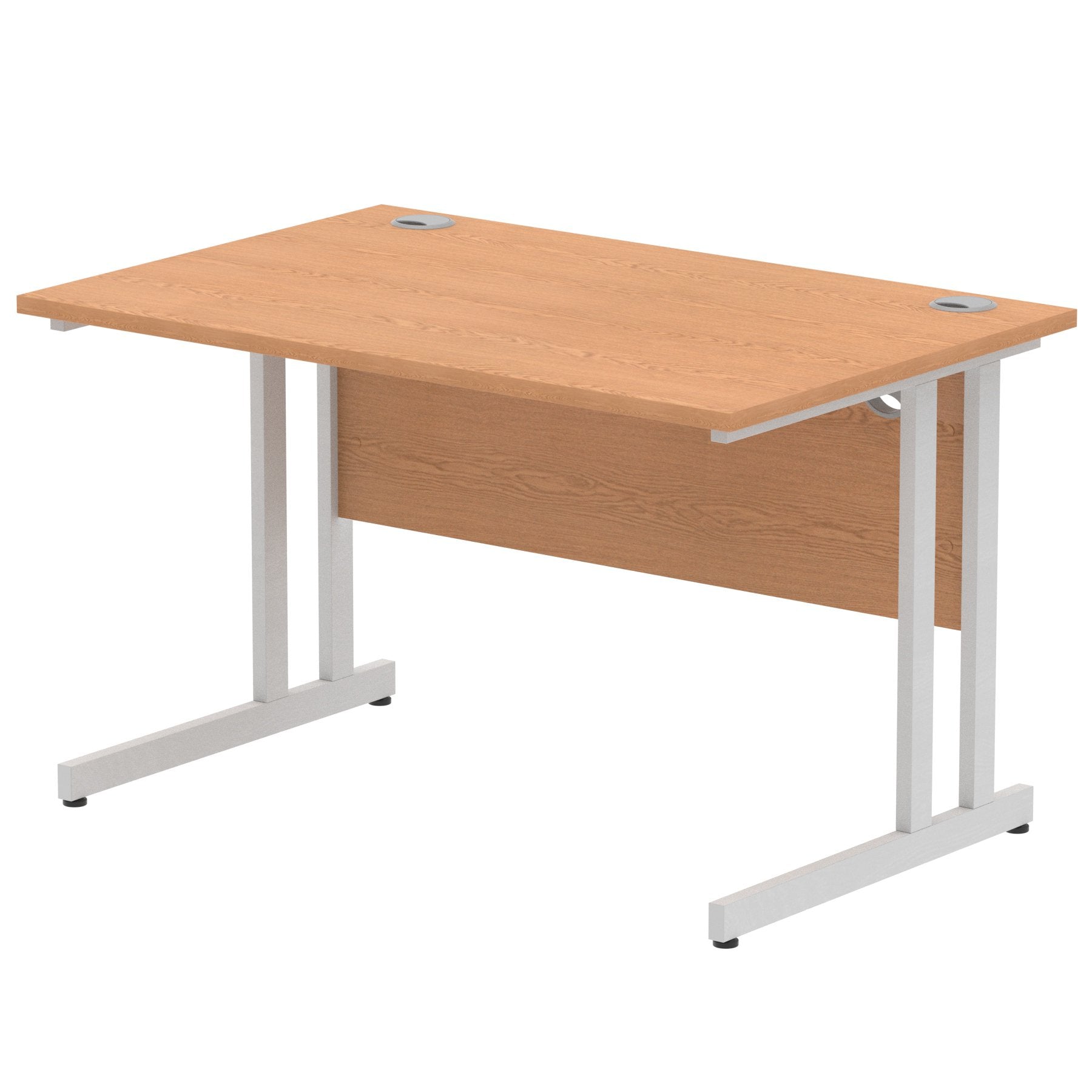 Impulse 1200 x 800mm Straight Desk Oak Top Silver Cantilever Leg I000806 DD