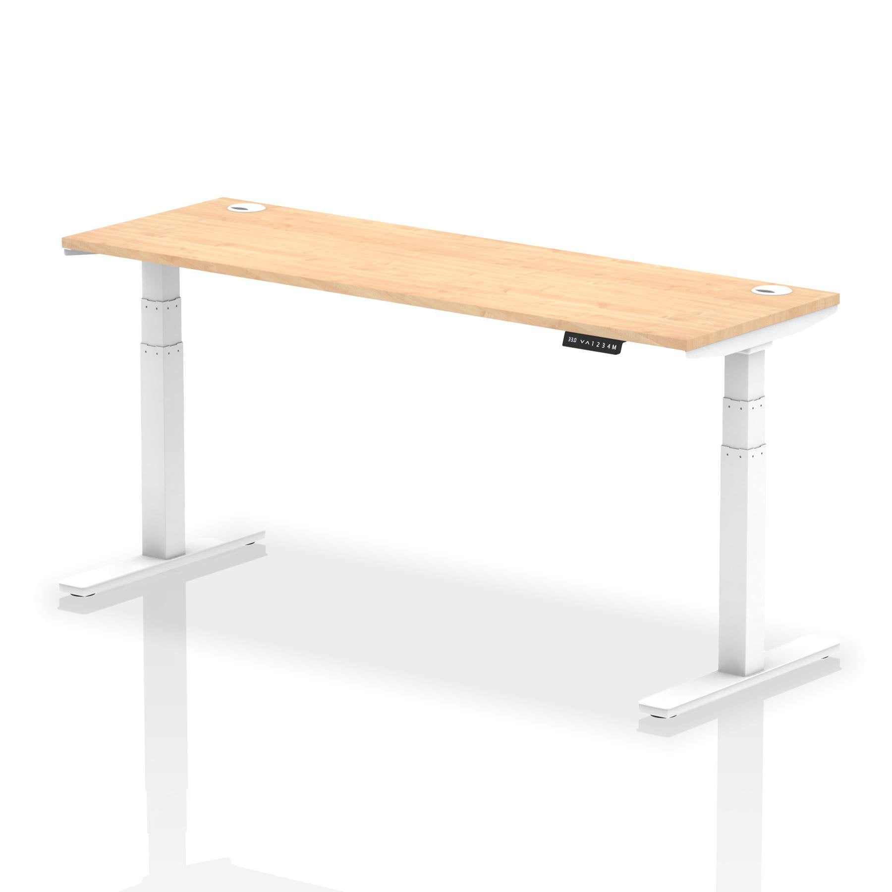 Dynamic Air 1800 x 600mm Height Adjustable Desk Maple Top Cable Ports White Leg HA01156 DD