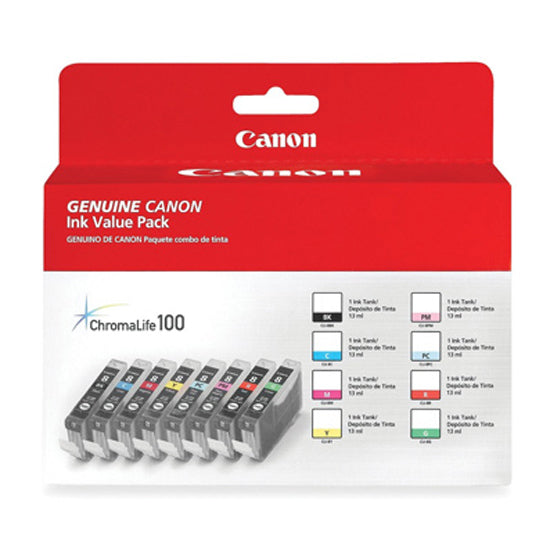 Canon CLI42 Black Photo Cyan Light Grey Magenta Grey Cyan Photo Magenta Yellow Standard Capacity Ink Cartridge Multipack 8 x 13ml (Pack 8) - 6384B010