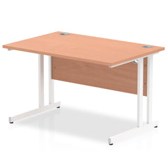Impulse 1200 x 800mm Straight Desk Beech Top White Cantilever Leg MI001674 DD