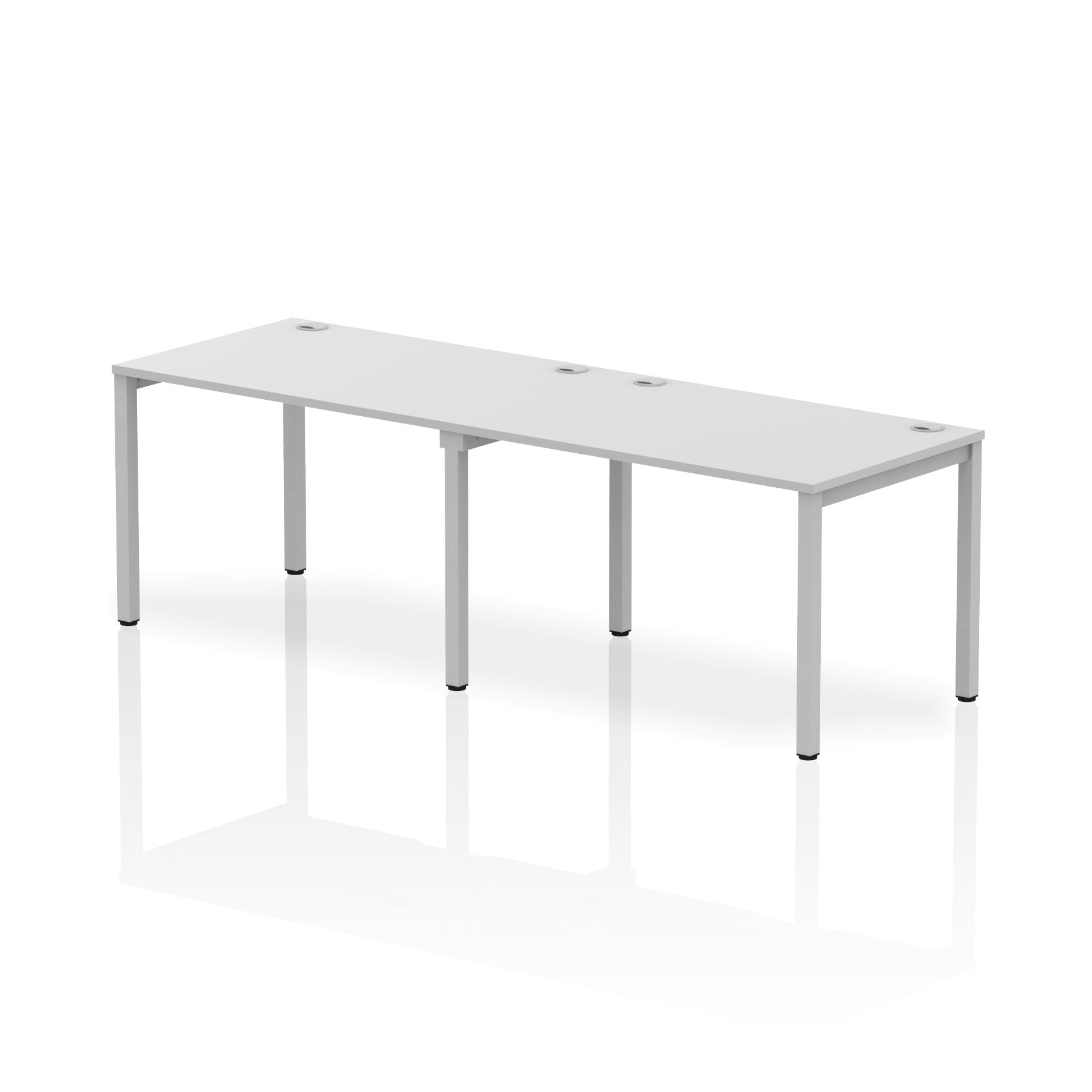 Impulse Single Row 2 Person Bench Desk W1200 x D800 x H730mm White Finish Silver Frame - IB00285 DD