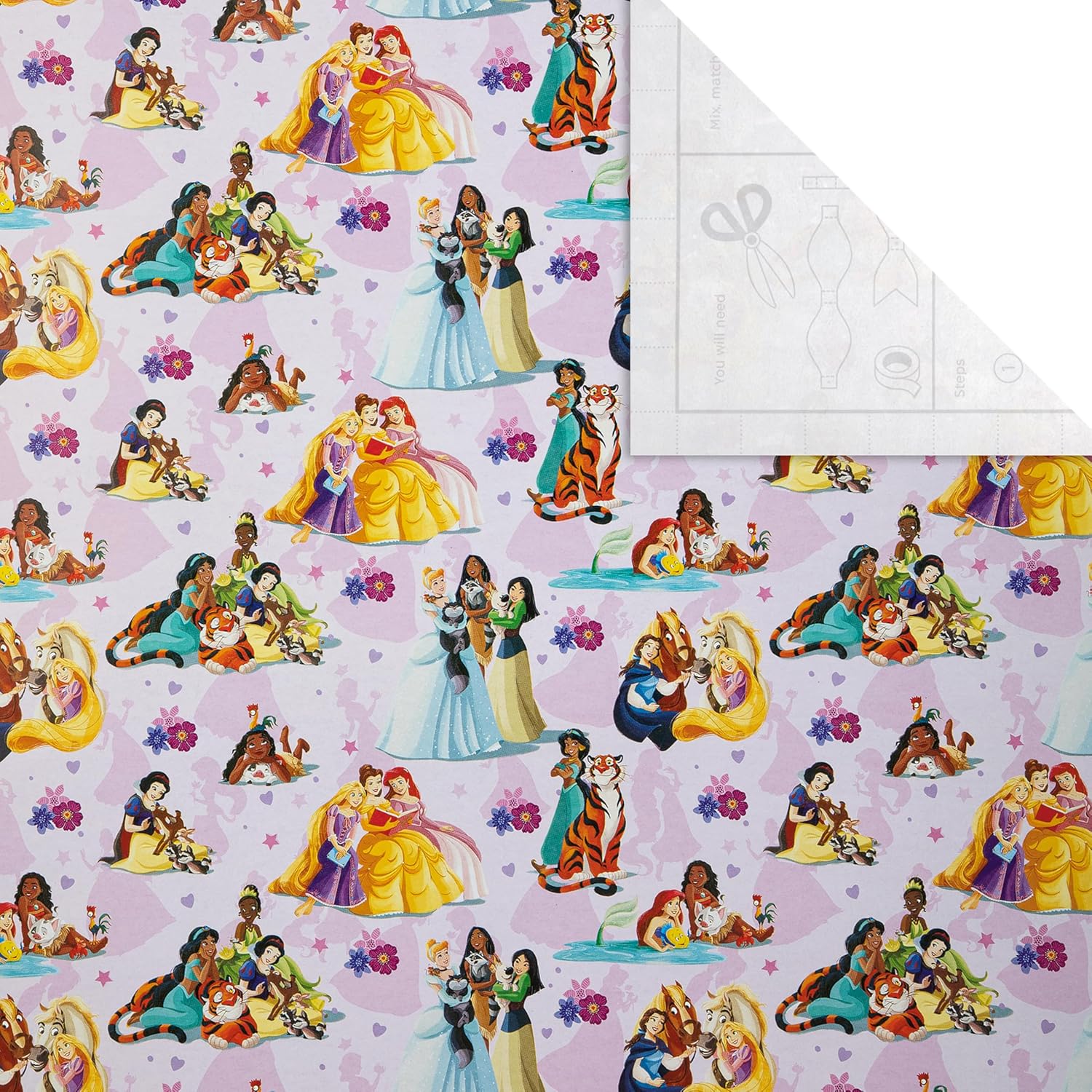 Disney Princesses & Pets Design 2M Gift wrap Roll