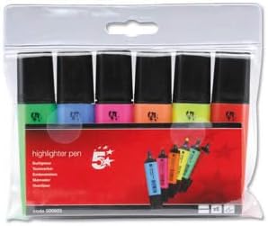 5 Star Office Assorted Highlighter Chisel Tip (Pack of 6) – Bulk Wholesale UK