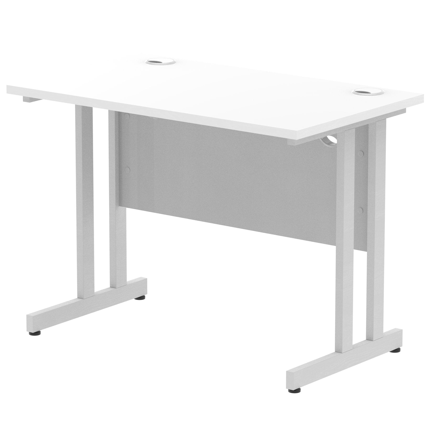 Impulse 1000 x 600mm Straight Desk White Top Silver Cantilever Leg MI002195 DD