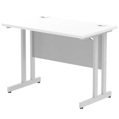Impulse 1000 x 600mm Straight Desk White Top Silver Cantilever Leg MI002195 DD