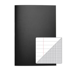 Rhino A4 Science Book 64 Page Ruled 8mm With Margin And 10mm Graph Ruling On Reverse Black (Pack 6)  - TBSC1BU-0 DD