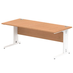 Impulse 1800 x 800mm Straight Desk Oak Top White Cable Managed Leg MI002726 DD