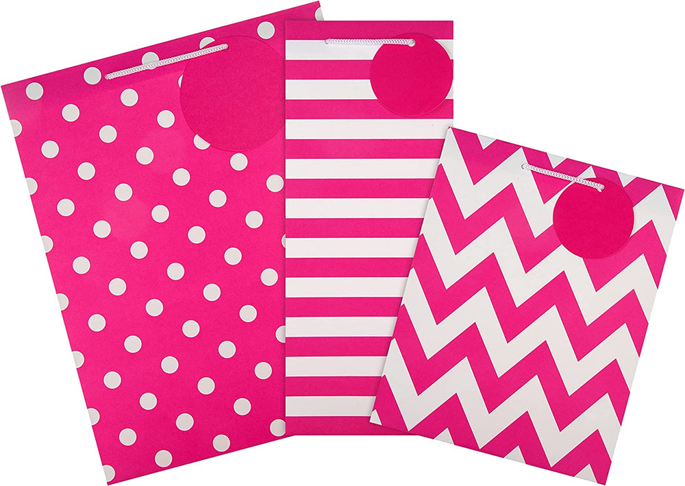 Contemporary Pink Designs Gift Bag Bundle Bottle Bag Medium Bag & Large Bag
