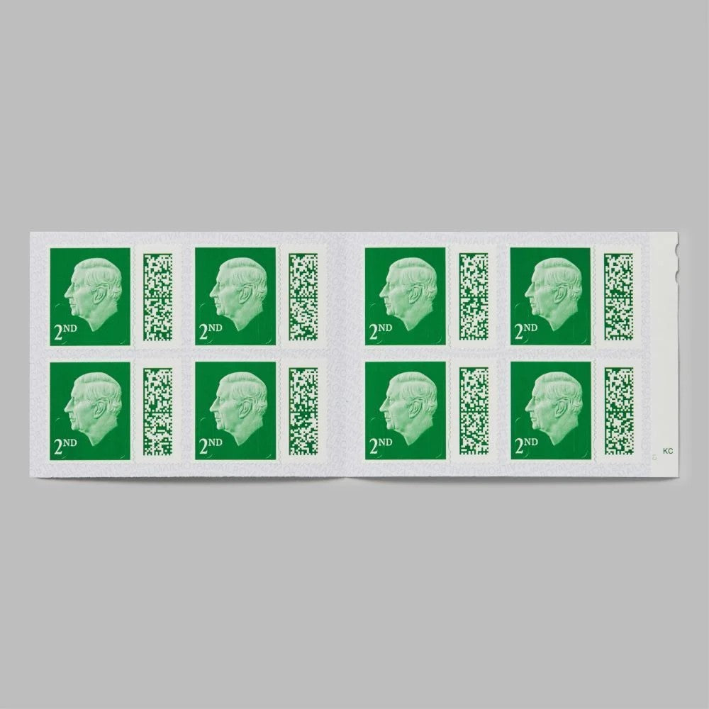 Royal Mail 2nd Class Stamp Book – Pack of 8 Self-Adhesive Stamps for UK Standard Mail