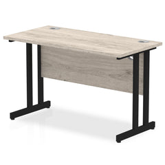 Impulse 1200 x 600mm Straight Desk Grey Oak Top Black Cantilever Leg MI003346 DD