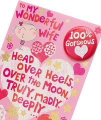 Fun Valentine's Day Card for Wife Includes 100% Gorgeous Valentine's Day Badge