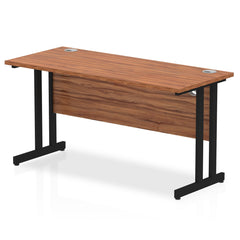 Impulse 1400 x 600mm Straight Desk Walnut Top Black Cantilever Leg MI003262 DD