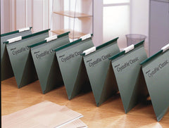 Rexel Crystalfile Linked Foolscap Suspension File Manilla 15mm V Base Green (Pack 50) 78650 DD