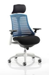 Flex Chair White Frame Blue Back With Headrest KC0092 DD