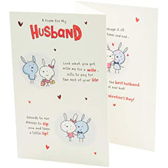 Bunny Husband Card with Poem Valentine's Day Card