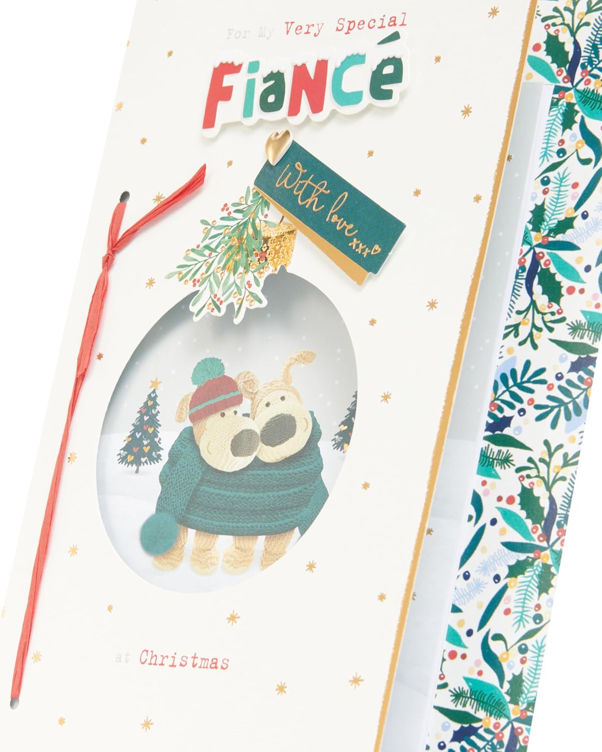 Christmas Greeting Card for Fiancé – Cute Boofle Festive Design
