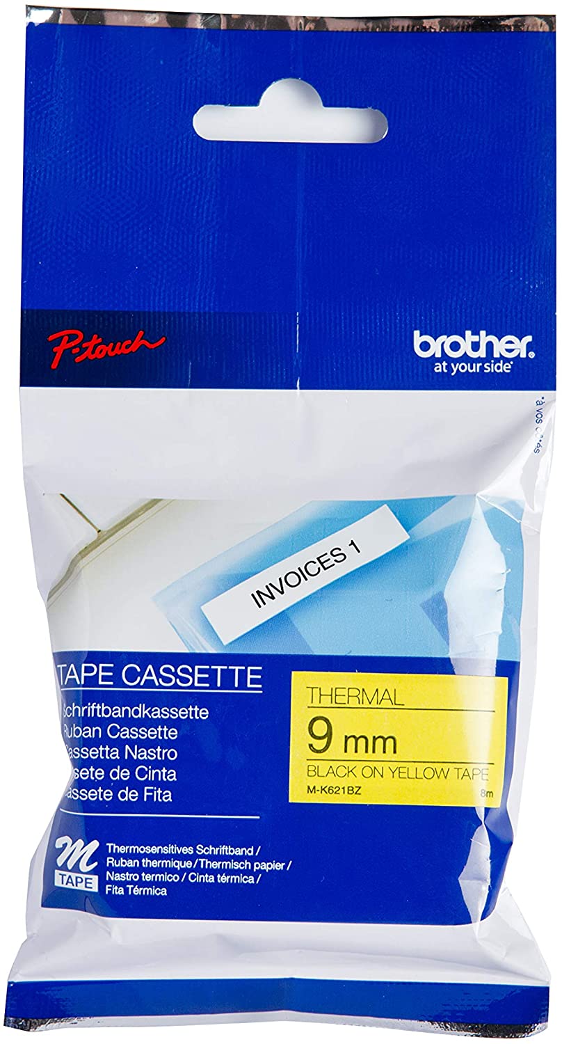 Brother Black On Yellow Ptouch Ribbon 9mm x 8m - MK621BZ