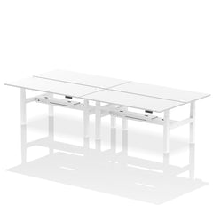 Dynamic Air Back-to-Back W1800 x D800mm Height Adjustable Sit Stand 4 Person Bench Desk With Cable Ports White Finish White Frame - HA02746 DD