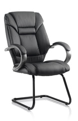 Galloway Leather Cantilever Visitor Chair with Arms Black - KC0119 DD