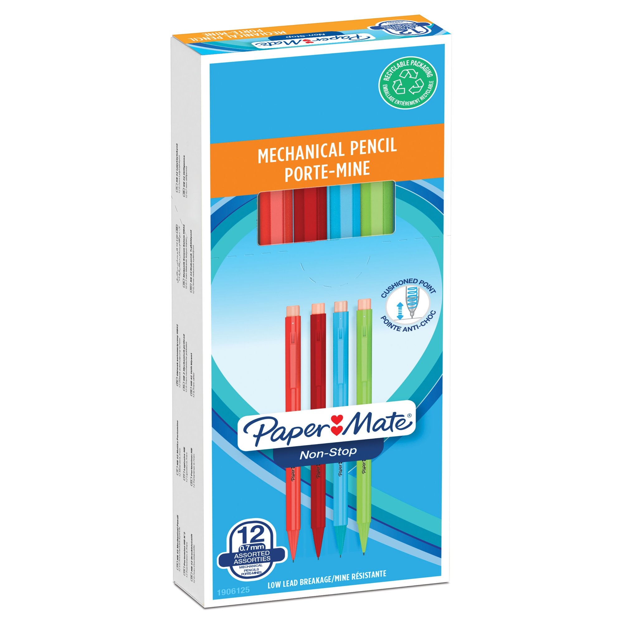 Paper Mate Non Stop Mechanical Pencil HB 0.7mm Lead Assorted Colour Barrel (Pack 12) - 1906125