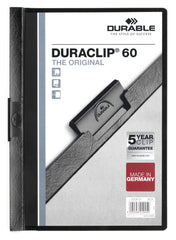 Durable DURACLIP 60 A4 Document Clip Folder Black (Pack 25) - 220901