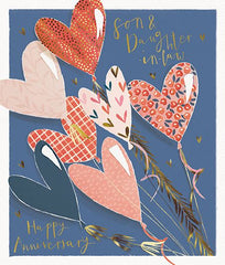 Son and Daughter-in-Law Anniversary Card – Heart Balloon Romantic Design