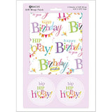 Happy Birthday Text Gift Wrap 2 Sheets & 2 Tags