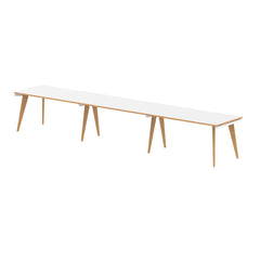 Oslo 1600mm Single Row 3 Person Desk White Top Natural Wood Edge White Frame OSL0124 DD
