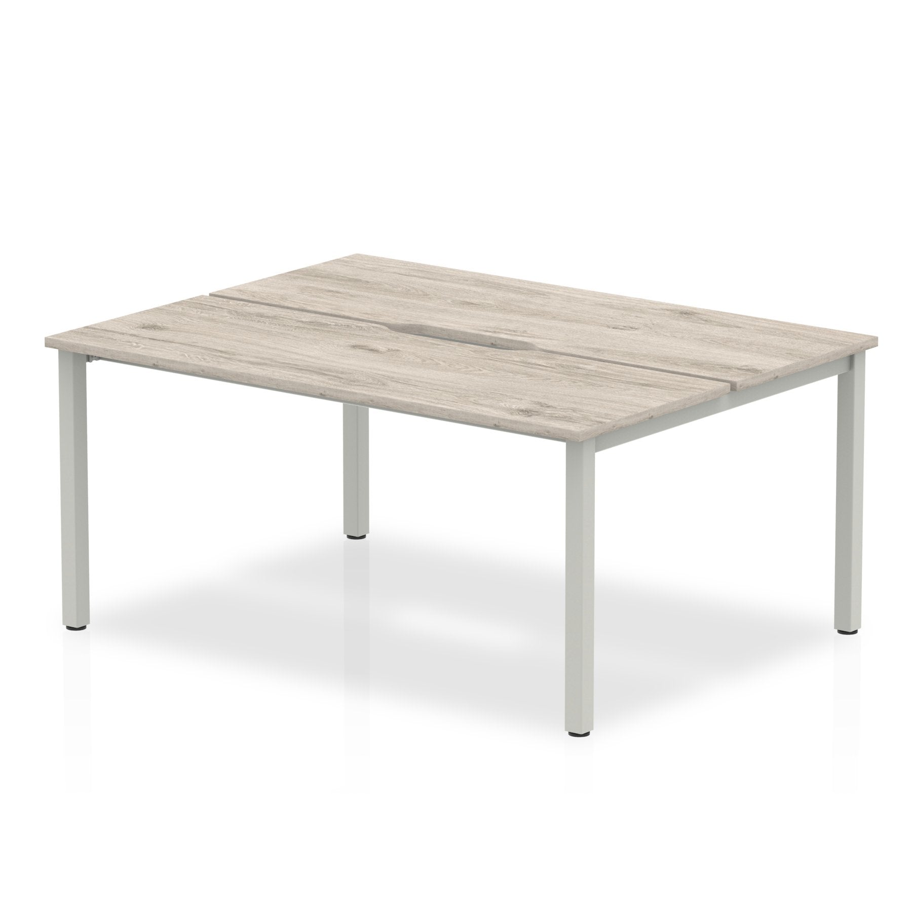 Dynamic Evolve Plus 1200mm B2B 2 Person Desk Grey Oak Top Silver Frame BE741 DD