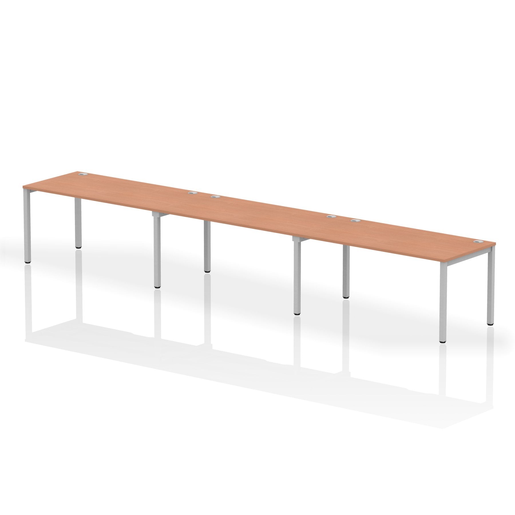 Impulse Single Row 3 Person Bench Desk W1600 x D800 x H730mm Beech Finish Silver Frame - IB00340 DD
