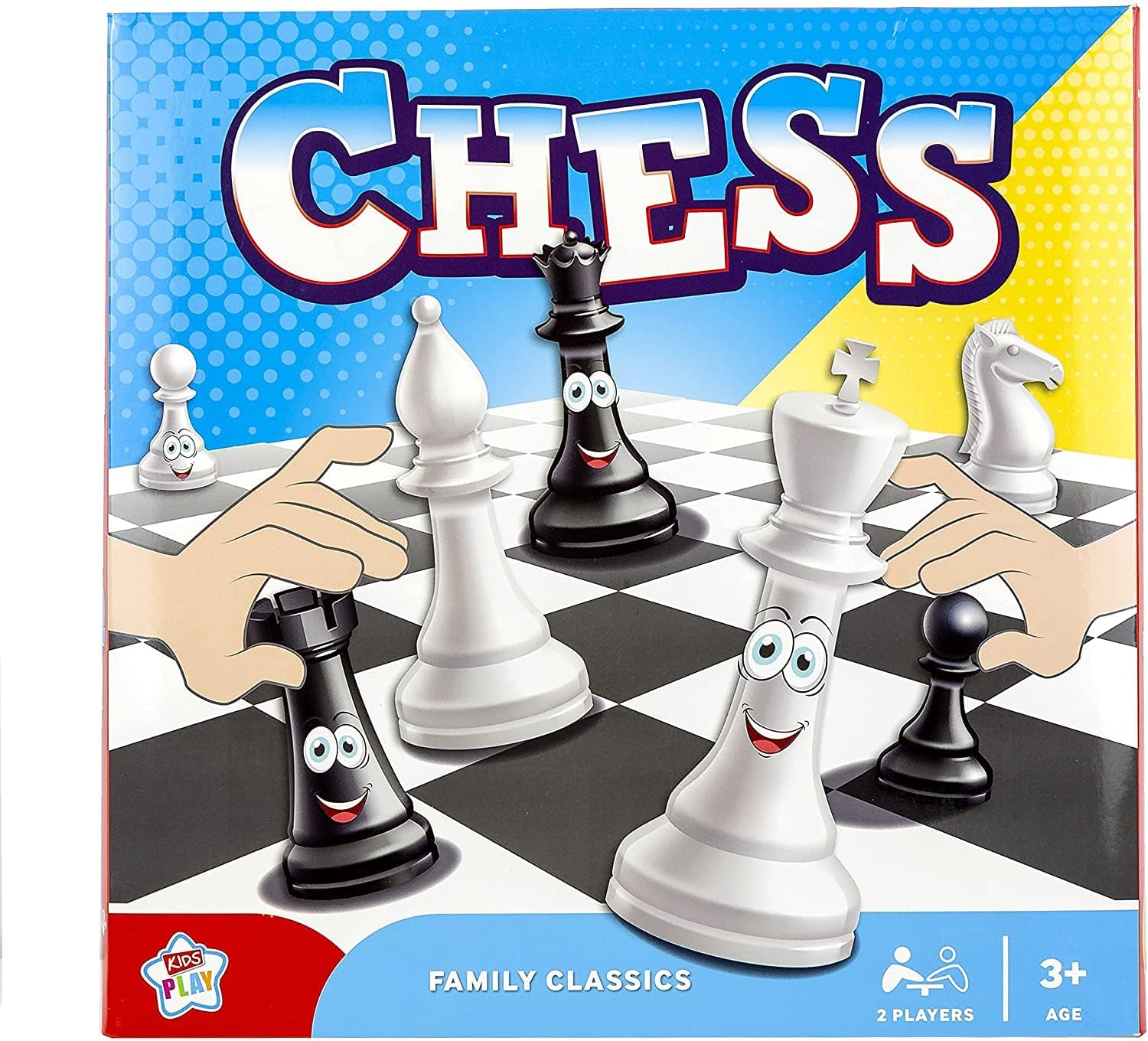 Kids Play Chess Board Game by DG, featuring a colorful chessboard and pieces for children’s fun and strategic play.