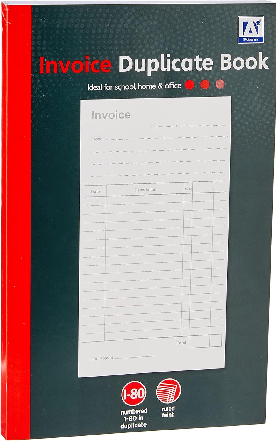 A5 1-80 inch invoice duplicate book by DG, featuring multiple duplicate pages for easy record keeping.