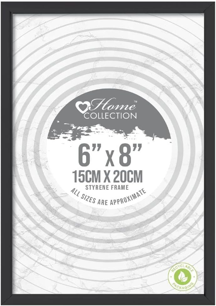 Black DG Nouveau simple styrene photo frame in 6x8 inch size, showcasing a sleek, modern design for displaying photographs.