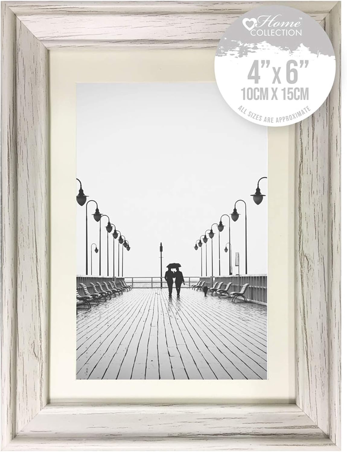 White Suffolk Styrene 4x6 inch photo frame by DG, showcasing a sleek rectangular frame for displaying photographs.
