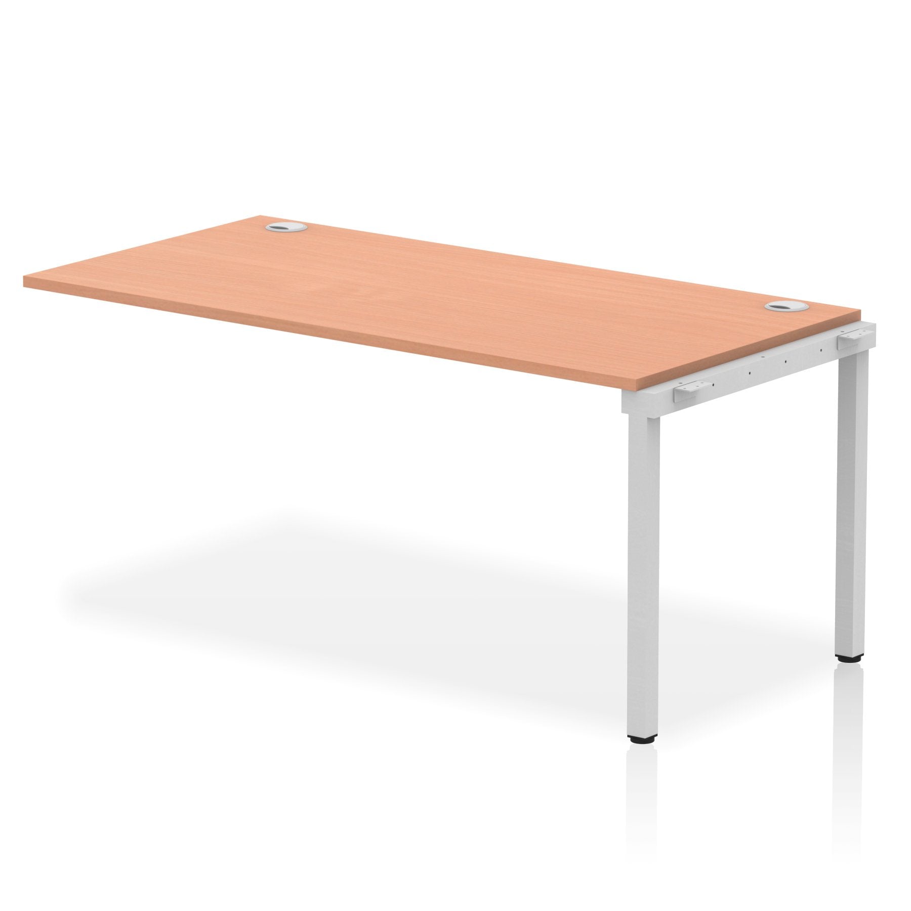Impulse Single Row Bench Desk Extension Kit W1600 x D800 x H730mm Beech Finish Silver Frame - IB00376 DD