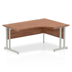 Dynamic Impulse 1600mm Right Crescent Desk Walnut Top Silver Cantilever Leg I000344 DD