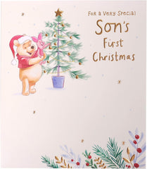 UK Greetings Disney Winnie the Pooh Son's First Christmas Card - Pooh & Piglet Design
