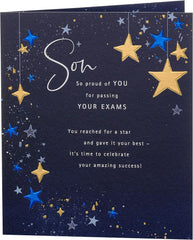 Dark Blue Son Passing Exams Card