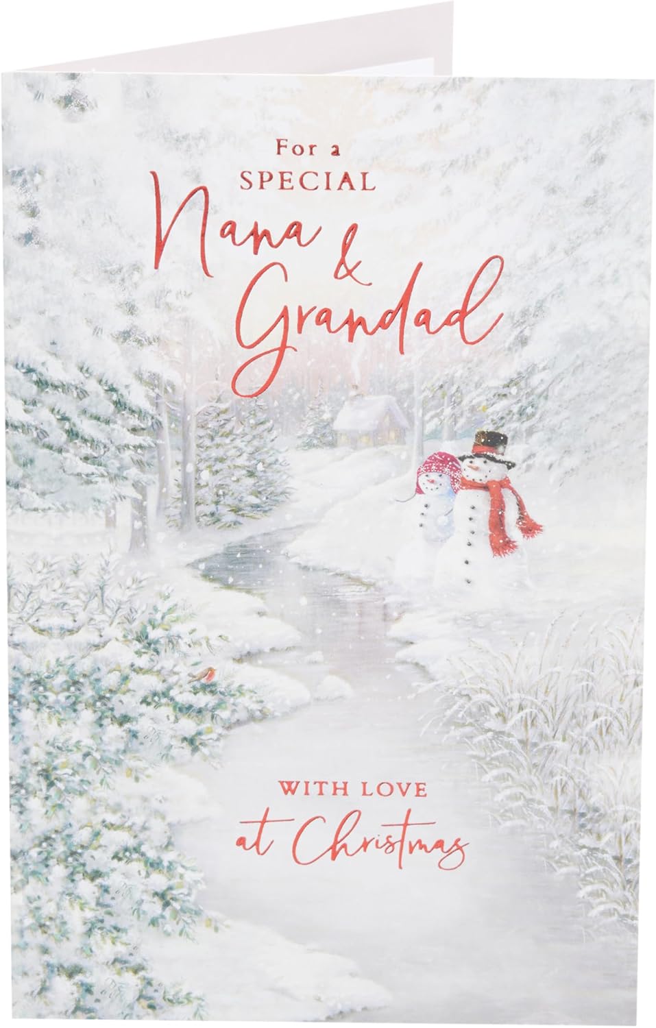 UK Greetings Christmas Card for Nana & Grandad – Stunning Snowcouple Design