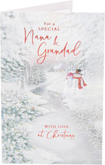 UK Greetings Christmas Card for Nana & Grandad – Stunning Snowcouple Design