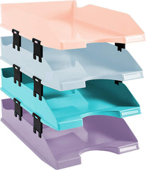 Exacompta Letter Trays Combo Midi Aquarel Glossy Pastel (Pack 4) 113296SETD